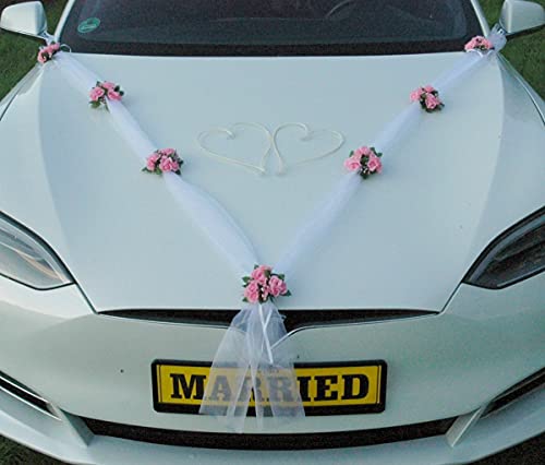 Hochzeitskränze Braut Paar Rose Deko Dekoration Autoschmuck Hochzeit Car Auto Wedding Deko Girlande PKW ®Auto-schmuck… (Rosa 3) von Auto-schmuck so einfach so kreativ