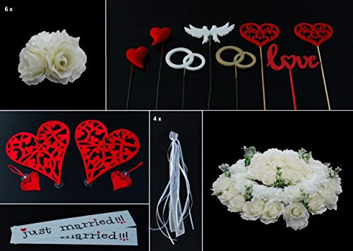 KREATIVSET hochwertige Rosen bouquet extrastarken Saugnäpfen Dekorationen auf dem Gipfel Türgriffdekorationen Spiegeldekorationen Autoschmuck Hochzeit Car Auto Wedding Deko PKW ®Auto-schmuck (DS ecru) von Auto-schmuck so einfach so kreativ