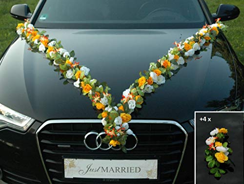 MEHRBLUTIGE Girlande Braut Paar Rose Orchidee Kamelie Deko Dekoration Hochzeit Car Auto Wedding ®Auto-schmuck Deko PKW (Gelb) von Auto-schmuck so einfach so kreativ