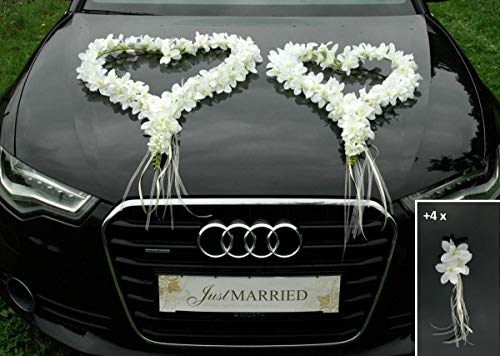 ORCHIDEEN Herzen Auto Schmuck Braut Paar Rose Deko Dekoration Hochzeit Car Auto Wedding ®Auto-schmuck Deko Girlande PKW … (weiß) von Auto-schmuck so einfach so kreativ