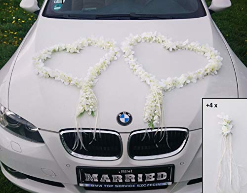 ORCHIDEEN Herzen Braut Paar Rose Deko Dekoration Hochzeit Car Auto Wedding ®Auto-schmuck Deko Girlande PKW (Ecru) von Auto-schmuck so einfach so kreativ