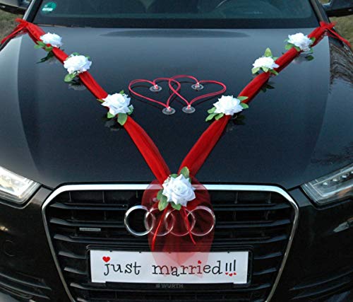 Organza M + Herzen ®Auto-schmuck (Reinweiß/Rot/Rot) von Auto-schmuck so einfach so kreativ