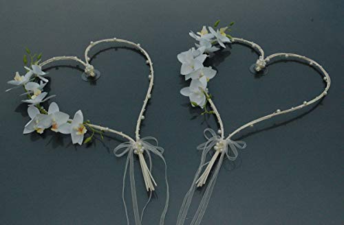 ROMANTISCHE Herzen Autoschmuck Auto Schmuck Braut Paar Rose Deko Dekoration Hochzeit Car Auto Wedding Deko (Weiß 7) von Auto-schmuck so einfach so kreativ