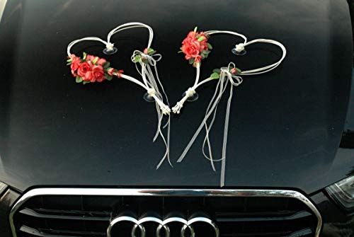 ROMANTISCHE Herzen Autoschmuck Auto Schmuck Braut Paar Rose Deko Dekoration Hochzeit Car Auto Wedding Deko (Pink 3) von Auto-schmuck so einfach so kreativ