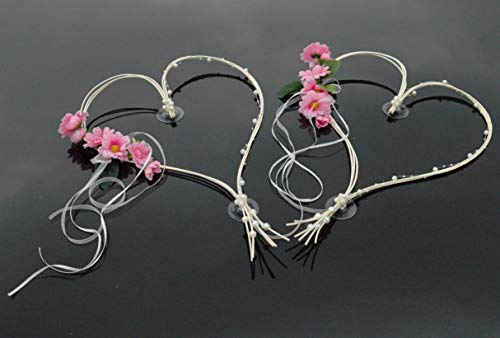 ROMANTISCHE Herzen Autoschmuck Auto Schmuck Braut Paar Rose Deko Dekoration Hochzeit Car Auto Wedding Deko (Rosa 5) von Auto-schmuck so einfach so kreativ