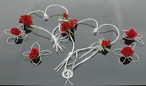 ROMANTISCHE Herzen Autoschmuck Auto Schmuck Braut Paar Rose Deko Dekoration Hochzeit Car Auto Wedding Deko (Rot 2 Set) von Auto-schmuck so einfach so kreativ