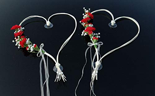 ROMANTISCHE Herzen Autoschmuck Auto Schmuck Braut Paar Rose Deko Dekoration Hochzeit Car Auto Wedding Deko (Rot 4) von Auto-schmuck so einfach so kreativ