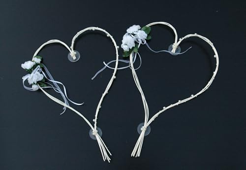 ROMANTISCHE Herzen Autoschmuck Auto Schmuck Braut Paar Rose Deko Dekoration Hochzeit Car Auto Wedding Deko (Weiß 11) von Auto-schmuck so einfach so kreativ