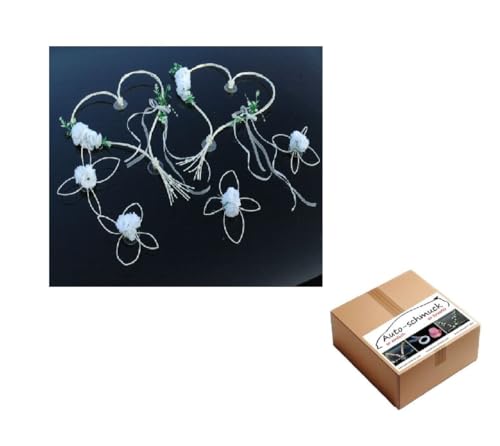 ROMANTISCHE Herzen Autoschmuck Auto Schmuck Braut Paar Rose Deko Dekoration Hochzeit Car Auto Wedding Deko (Weiß 6 Set) von Auto-schmuck so einfach so kreativ