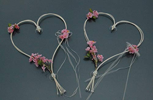 ROMANTISCHE Herzen Autoschmuck Auto Schmuck Braut Paar Rose Deko Dekoration Hochzeit Car Auto Wedding Deko (Rosa 10) von Auto-schmuck so einfach so kreativ