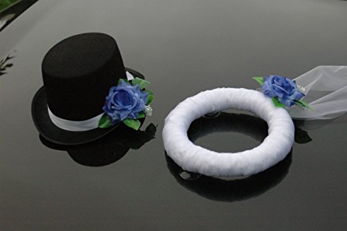 Schleier UND Hut Autoschmuck Rose Car Dekoration Hochzeit Wedding ®Auto-schmuck (Hellblau) von Auto-schmuck so einfach so kreativ