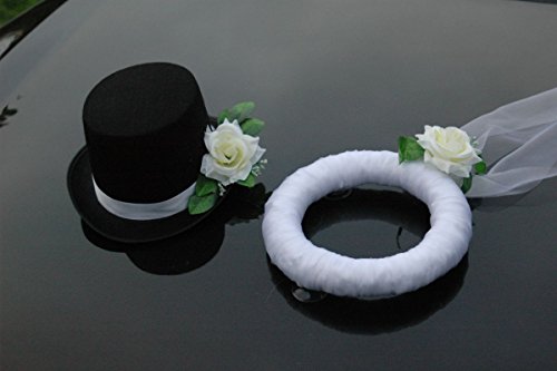 Schleier UND Hut Autoschmuck Rose Car Dekoration Hochzeit Wedding ®Auto-schmuck (Ecru) von Auto-schmuck so einfach so kreativ