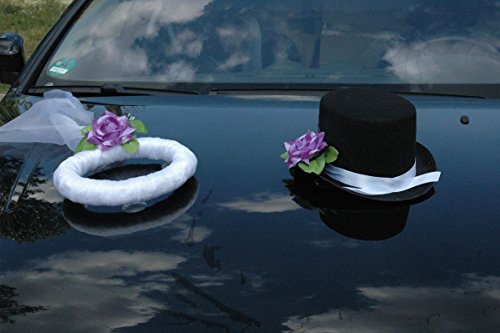 Schleier UND Hut Autoschmuck Rose Car Dekoration Hochzeit Wedding ®Auto-schmuck (Lila) von Auto-schmuck so einfach so kreativ