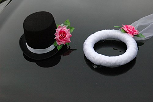 Schleier UND Hut Autoschmuck Rose Car Dekoration Hochzeit Wedding ®Auto-schmuck (Rosa) von Auto-schmuck so einfach so kreativ