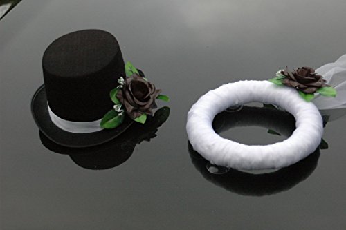 Schleier UND Hut Autoschmuck Rose Car Dekoration Hochzeit Wedding ®Auto-schmuck (Schwarz) von Auto-schmuck so einfach so kreativ