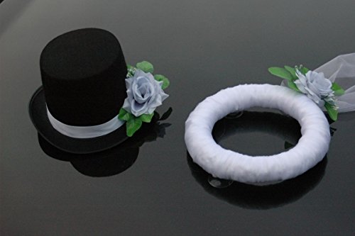 Schleier UND Hut Autoschmuck Rose Car Dekoration Hochzeit Wedding ®Auto-schmuck (Silber) von Auto-schmuck so einfach so kreativ