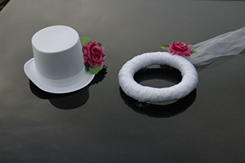 Schleier UND Hut Autoschmuck Rose Car Dekoration Hochzeit Wedding ®Auto-schmuck (Violett/Weiß) von Auto-schmuck so einfach so kreativ