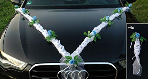 Sonder Organza Girlande Braut Paar Rose Deko Dekoration Hochzeit Car Auto Wedding ®Auto-schmuck Deko PKW (blau) von Auto-schmuck so einfach so kreativ