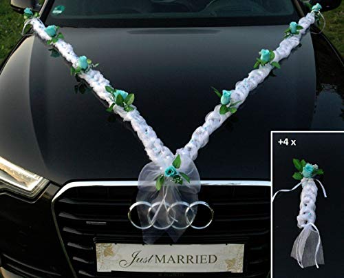 Sonder Organza Girlande Braut Paar Rose Deko Dekoration Hochzeit Car Auto Wedding ®Auto-schmuck Deko PKW (türkis) von Auto-schmuck so einfach so kreativ