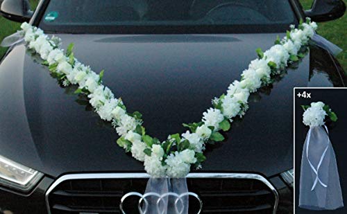 VIP Girlande 30 Azaleen 30 Rosen 18 extrastarken Saugnäpfen 2 x 180 cm Girlande 4 Türgriffdekorationen 2 Rattanherzen Braut Paar Autoschmuck Hochzeit Car Auto Wedding PKW ®Auto-schmuck (Azaleen 4) von Auto-schmuck so einfach so kreativ