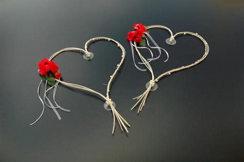 VIP Girlande 30 Azaleen 30 Rosen 18 extrastarken Saugnäpfen 2 x 180 cm Girlande 4 Türgriffdekorationen 2 Rattanherzen Braut Paar Autoschmuck Hochzeit Car Auto Wedding PKW ®Auto-schmuck (EH rot 1/2) von Auto-schmuck so einfach so kreativ