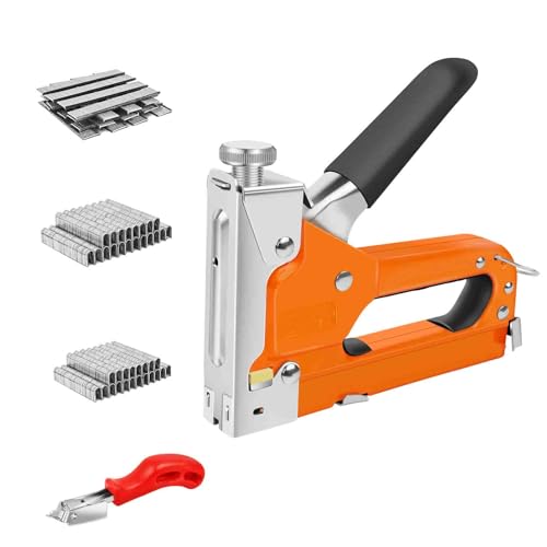 Tacker für Holz Handtacker mit 3000 Klammern 3 in 1 Tackerpistole Set Leistungsstarker Holztacker mit Klammerentferner, Regulierbarer Schusskraft für Tischlerei DIY-Enthusiasten von AutoBaBa