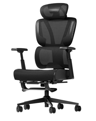 AutoFull G4 Bürostuhl Ergonomischer, Büro Stuhl mit 2D-Lendenstütze & 3D-Armlehnen, 140° Neigung, Computerstuhl Home Office Chair Ergonomic | Drehstuhl 150 kg von AutoFull