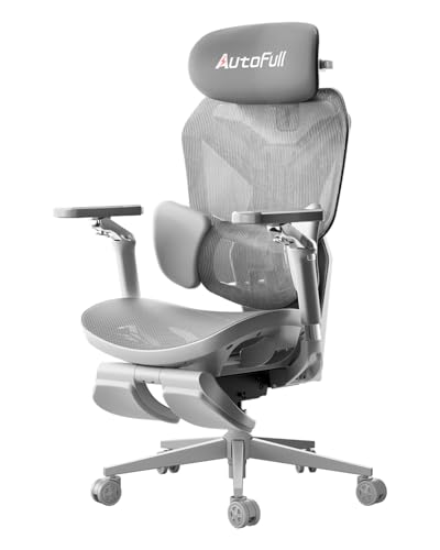AutoFull G7 Ergonomischer Gaming Stuhl, Gaming-Stühle mit Dynamischer Lendenstütze, 720° Doppelachsen-Dreharmlehnen, 140° Rückenlehnen-Neigung & 4D-Nackenkissen (Weiß) von AutoFull