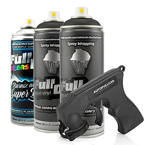 AutoFullCar Packung mit 3 Full Dip 2 Spray Schwarz + 1 Spray-Lack, glänzend, widerstandsfähig von AutoFullCar