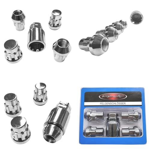 Felgenschloss M12x1,5 Kegelbund 60° kompatibel mit Fiat Genesis Hummer Isuzu Land Rover MG Tesla VW 4x silberne Felgenschlösser-Set Felgensicherungen Radsicherungen Felgen-Diebstahlschutz Radmuttern von AutoPremiumTeile