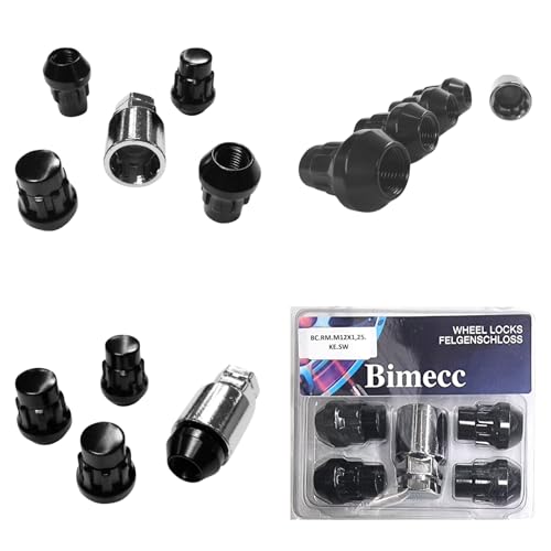 Felgenschloss M12x1,25 Kegelbund 60° kompatibel mit Infiniti Mercedes Nissan Renault Subaru Suzuki 4x schwarze Felgenschlösser-Set Felgensicherungen Radsicherungen Felgen-Diebstahlschutz Radmuttern von AutoPremiumTeile