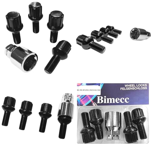 Felgenschloss M12x1,5x23mm Kugelbund R13 kompatibel mit Seat Skoda Smart VW 4x schwarze Felgenschlösser 4er-Set Felgensicherungen Radsicherungen Felgen-Diebstahlschutz Radschrauben Radbolzen Schrauben von AutoPremiumTeile