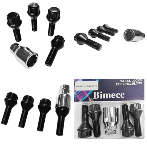 Felgenschloss M12x1,5x29mm Kegelbund 60° kompatibel mit Alpina Bentley BMW Lotus Mini Saab 4x schwarze Felgenschlösser Felgensicherungen Radsicherungen Felgen-Diebstahlschutz Radschrauben Radbolzen von AutoPremiumTeile