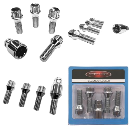 Felgenschloss M14x1,5x40mm Kegelbund 60° 4x silberne Felgenschlösser 4er-Set Felgensicherungen Felgen-Diebstahlsicherungen Felgen-Diebstahlschutz Radsicherungen Radschlösser Radschrauben Radbolzen von AutoPremiumTeile