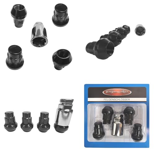 Felgenschloss M14x1,5 Kegelbund 60° kompatibel mit Hummer Jaguar Land Rover Lincoln 4x schwarze Felgenschlösser 4er-Set Felgensicherungen Radsicherungen Felgen-Diebstahlschutz Radschlösser Radmuttern von AutoPremiumTeile