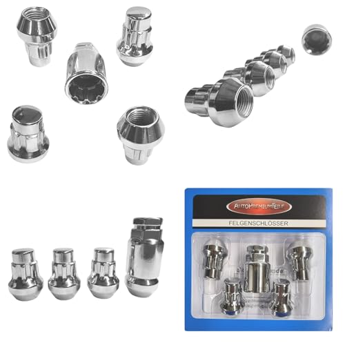 Felgenschloss M14x1,5 Kegelbund 60° kompatibel mit Tesla Model 3 Model S Model X Model Y 4x silberne Felgenschlösser-Set Felgensicherungen Radsicherungen Felgen-Diebstahlschutz Radschlösser Radmuttern von AutoPremiumTeile
