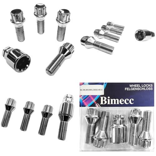 Felgenschloss M14x1,5x32mm Kegelbund 60° kompatibel mit BMW Lamborghini Polestar Rolls-Royce Smart Volvo 4x silberne Felgenschlösser Felgensicherungen 4er -Set Radsicherungen Radschrauben Radbolzen von AutoPremiumTeile