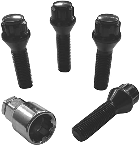 Felgenschloss M14x1.5x38mm Kegelbund 60° 4er Satz 4er Set schwarze Felgenschlösser Felgensicherung Radsicherungsschrauben Radsicherungsbolzen Radsicherung (Schwarz) von AutoPremiumTeile