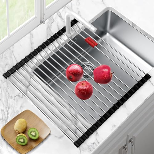Abtropfgitter Abtropfgitter Spüle Geschirrabtropfgestell Spüllappenhalter Zubehör Geschirr Abtropfständer Geschirrständer Abtropfgestell Geschirr, Silikon-Abtropfgestell (Schwarze, 43 * 30(cm)) von AutoPrevails