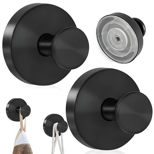 AutoPrevails 2 Stück Saugnapf Haken Saugnapfhaken, Saugnapf Haken Badezimmer Saughaken Haken Ohne Bohren Saugnäpfe Gewinde Hooks,Handtuchhalter Saugnapf Handtuchhaken Bademantelhaken(Schwarz) von AutoPrevails