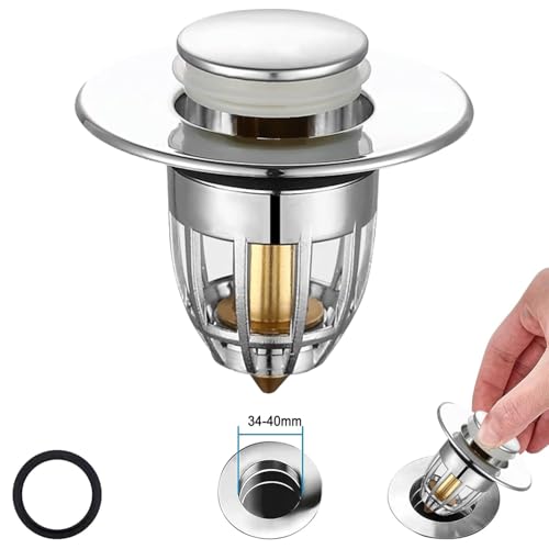 Sink Plug Replacement, Pop Up Universal Bad Waschbecken Loch Plug Cover mit Sieb für 34-40mm Abflusslöcher Edelstahl Waschbecken Sieb, für Bad, Waschbecken (Bouncing Kupferkern) von AutoPrevails