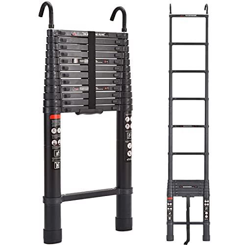 16.5FT Verlängerungsleiter Aluminium-Teleskopleiter 5 m mit Haken Mehrzweck-Bodenleiter Teleskopleiter EN131-zugelassene Tragfähigkeit von 330 lbs von Autofather