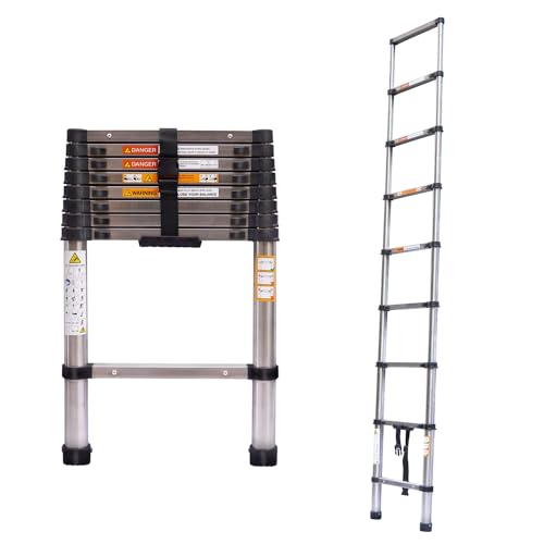 2,6M Teleskopleiter Ausziehbare Leiter, Klappleiter Stehleiter Rutschfester, aus hochwertigem Edelstahl, Ausziehleiter Mehrzweckleiter, Haushaltsleiter 150 kg Belastbarkeit 2,6M Teleskopleiter Ausziehbare Leiter, Klappleiter Stehleiter Rutschfester, aus hochwertigem Edelstahl, Ausziehleiter Mehrzweckleiter, Haushaltsleiter 150 kg Belastbarkeit von Autofather