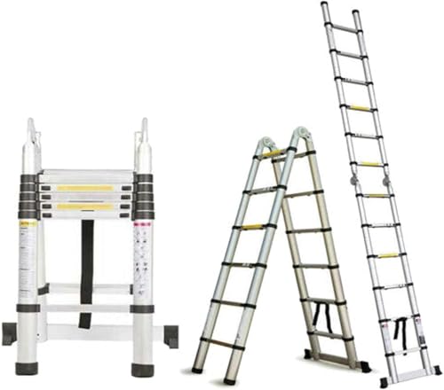 3,8M (1,9 + 1,9 m) A-Rahmen Teleskopleiter ausziehbare Leiter, Aluminium Klappleiter, tragbare Mehrzweck-Loftleiter, 150 kg Tragkraft, für Zuhause, Büro, Heimwerker, Bauarbeiter von Autofather