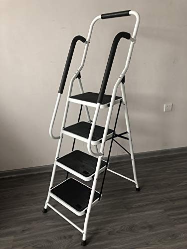 4 Stufen Leiter mit Rutschfester Handlaufmatte für bis zu 150kg Haltbares Faltbares Tragbares Gerät Ideal für das Home Garage Office von Autofather