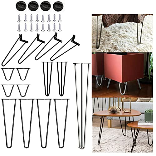 4x Hairpin Legs Haarnadel Tischbeine Tischfüße für Couchtische Moderne Schreibtische Nachtständer Stühle alle Größen 10cm/2 Streben (Schwarz) von Autofather