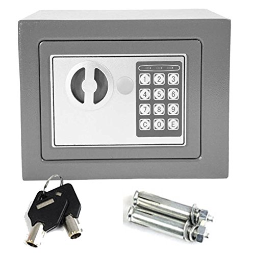 Autofather Sicherheitsbox mit Code, Hochsicherheits-Stahlschloss, Tresor, Heimbüro, Geldkassette mit 2 Notfallschlüsseln – 23 x 17 x 17 cm (grau) von Autofather