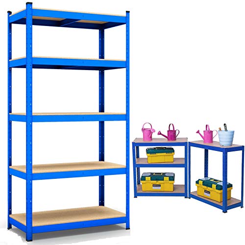 Lagerregal 180 x 90 x 40 cm Schwerlastregal Blau Kellerregal 5 Böden Regalsysteme 875 kg belastbar Steckregal von Autofather