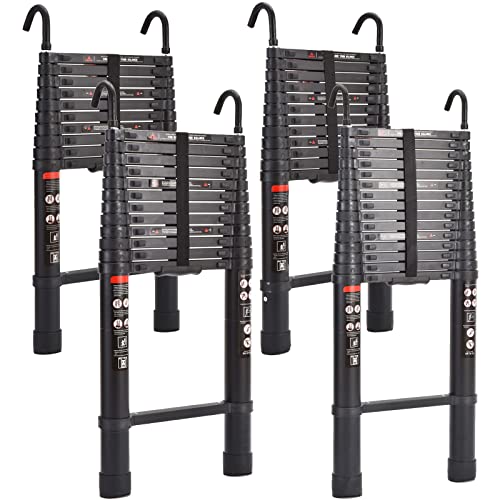 Mehrzweckleiter 5m/16,5 ft Aluminium-Teleskopleiter mit Haken für Dachboden-Stehleiter, max. 330 lbs/150 kg Tragfähigkeit, EN131-geprüft von Autofather