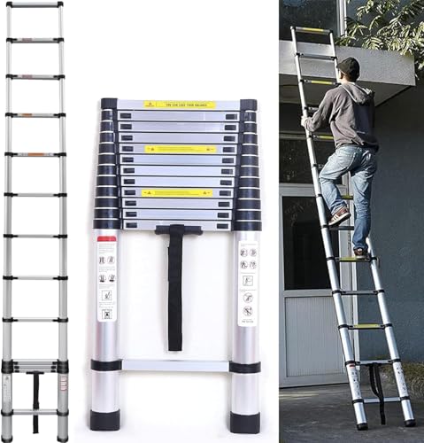 Teleskopleiter 5M, Aluleiter Klappleiter Mehrzweckleiter Rutschfester Ausziehleiter Ausziehbare Leiter Sprossenleiter Stehleiter Tragbar Leichte Leiter Schiebeleiter 150 kg Belastbarkeit von Autofather